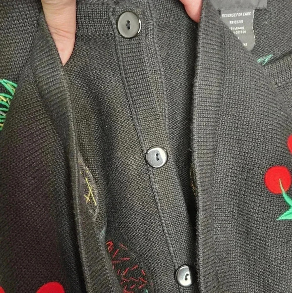 Morgan Cole Sweater Womens Medium Cardigan Short Sleeve Fruit Beaded Button - Picture 6 of 6